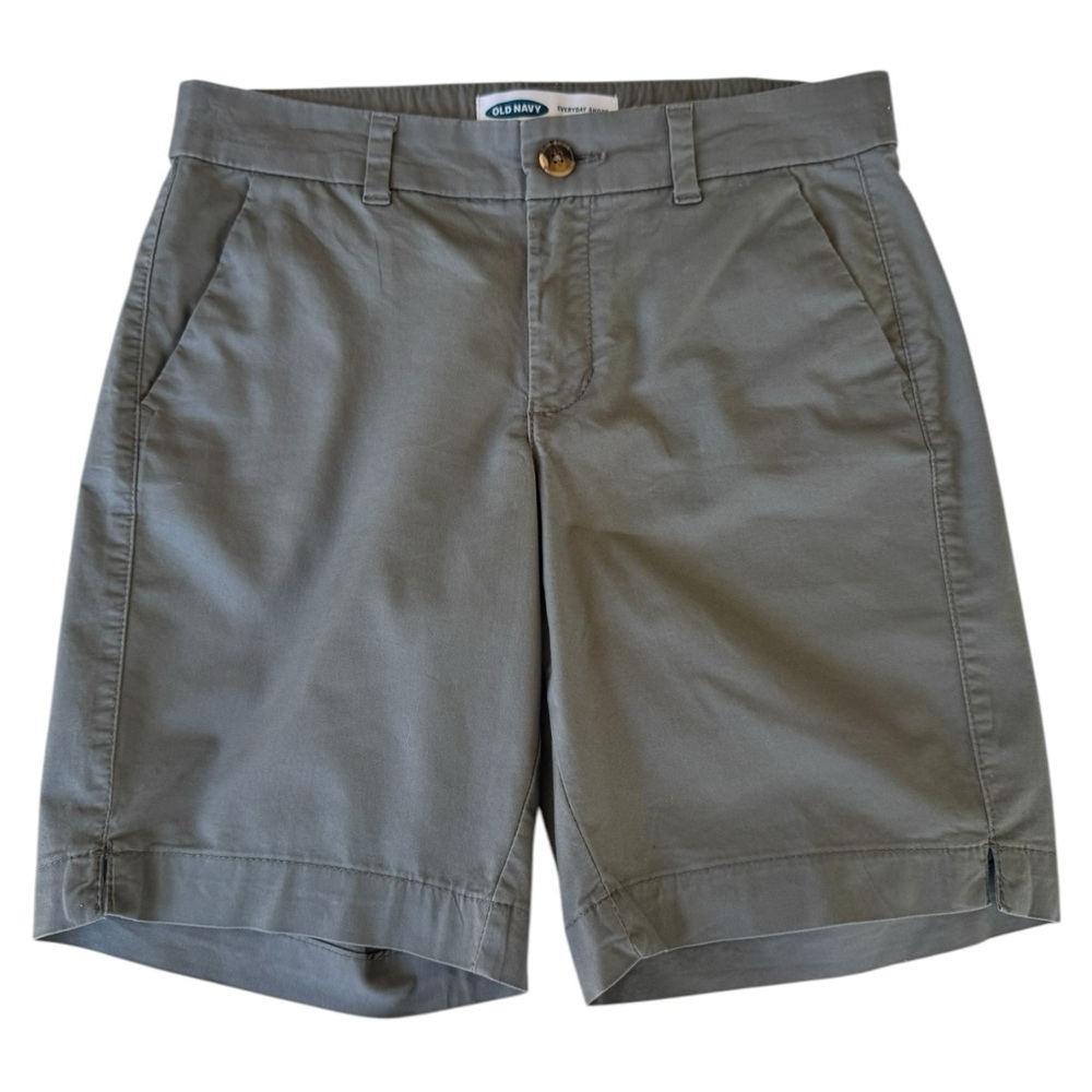 Old Navy Gray Flat Front Mid-Rise Chino Shorts Womens Size 0